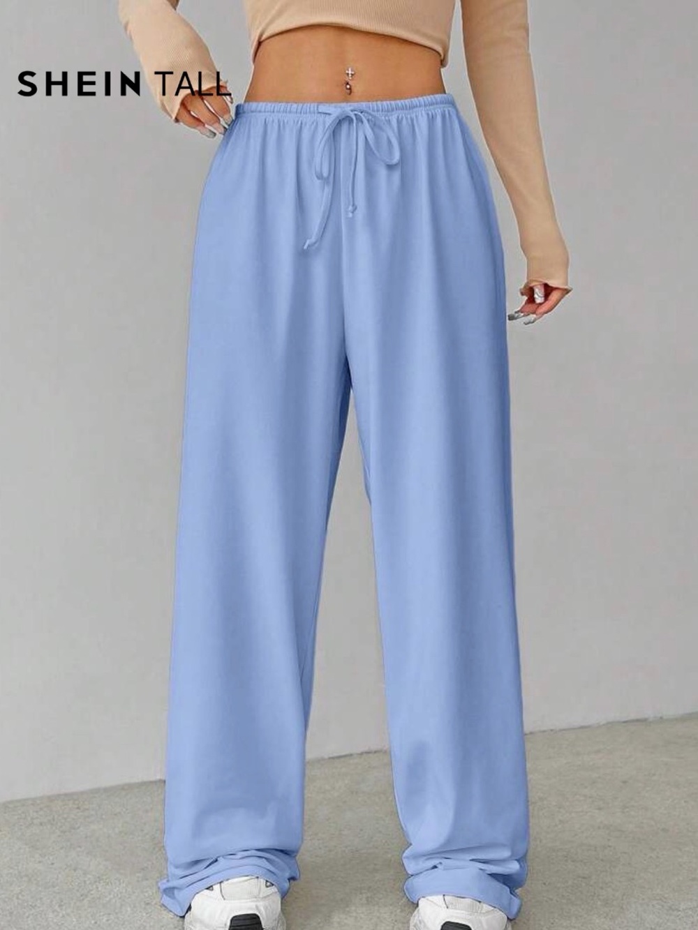 SHEIN | Tall Powder Blue Wide Leg Drawstring Pants